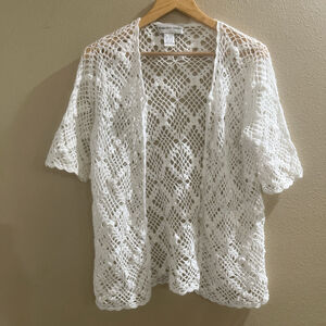 Crochet White Cardigan Women’s Large 
Hampshire Studio Beachy Cottagecore